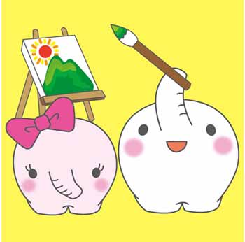 つくば美術館イメージキャラクター「つくぞう」と「つくみ」